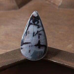 Picasso Jasper ring, sz 7.5 large teardrop gemstone